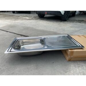 อ่างซิงค์สเเตนเลส304 ผิวเงา 1หลุม 1ที่พัก ครบชุด รุ่นฝั่งเคาน์เตอร์ (Z07)